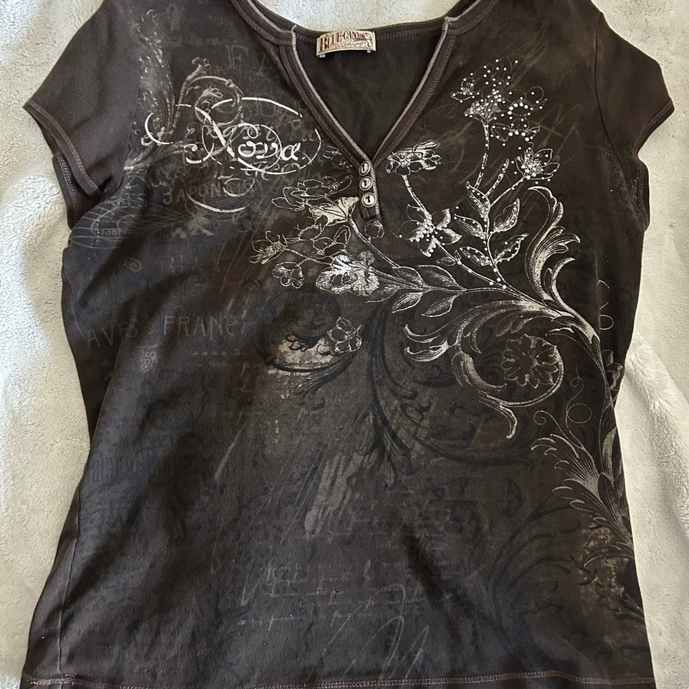 Brown Graphic Fitted Tee